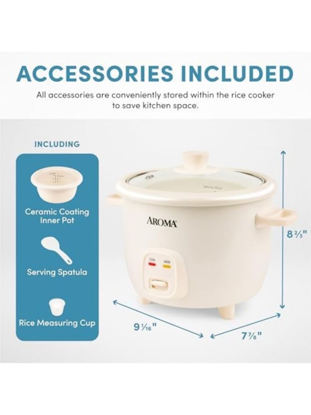 6-Cup Pot-Style Rice Cooker with One-Touch Control & Non-Stick Ceramic Coating - Picture 2 of 6